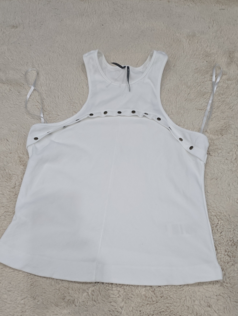 Anthropologie White Snap-Accent Tank